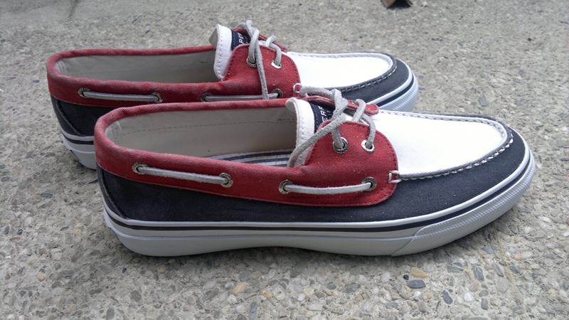 red white and blue sperrys