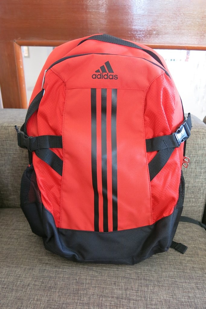 red and black adidas backpack